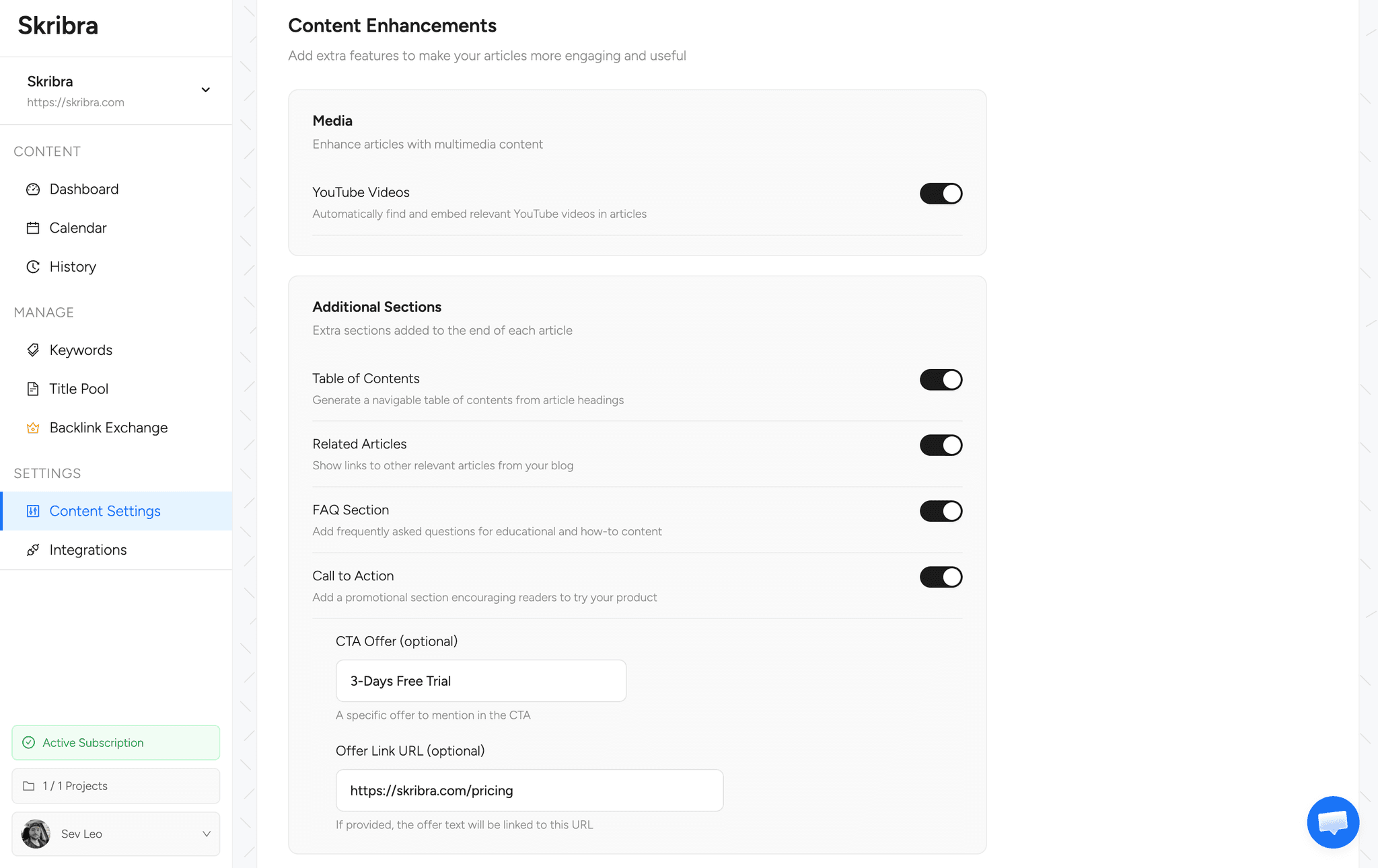 SEO Content Configuration